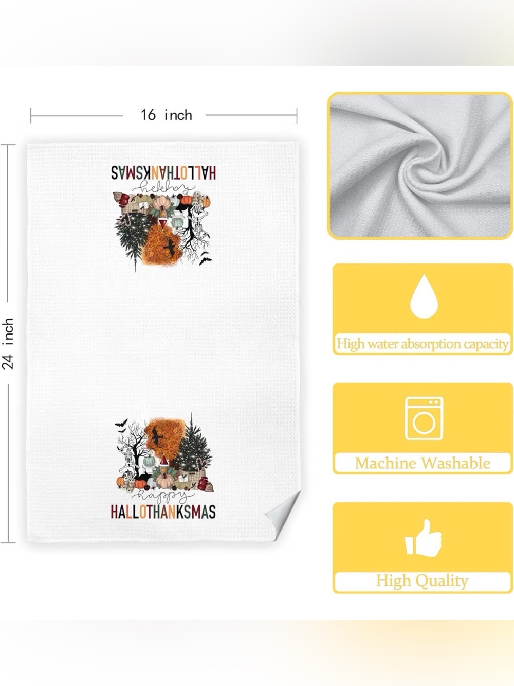 *BUY NOW* Happy HalloThankMas Kitchen Towel - Picture 2 of 2